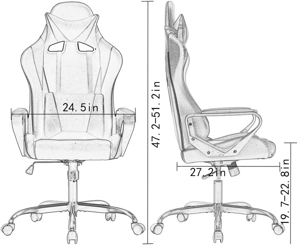 Gaming Chair With Ergonomic Adjustable Lumbar Support