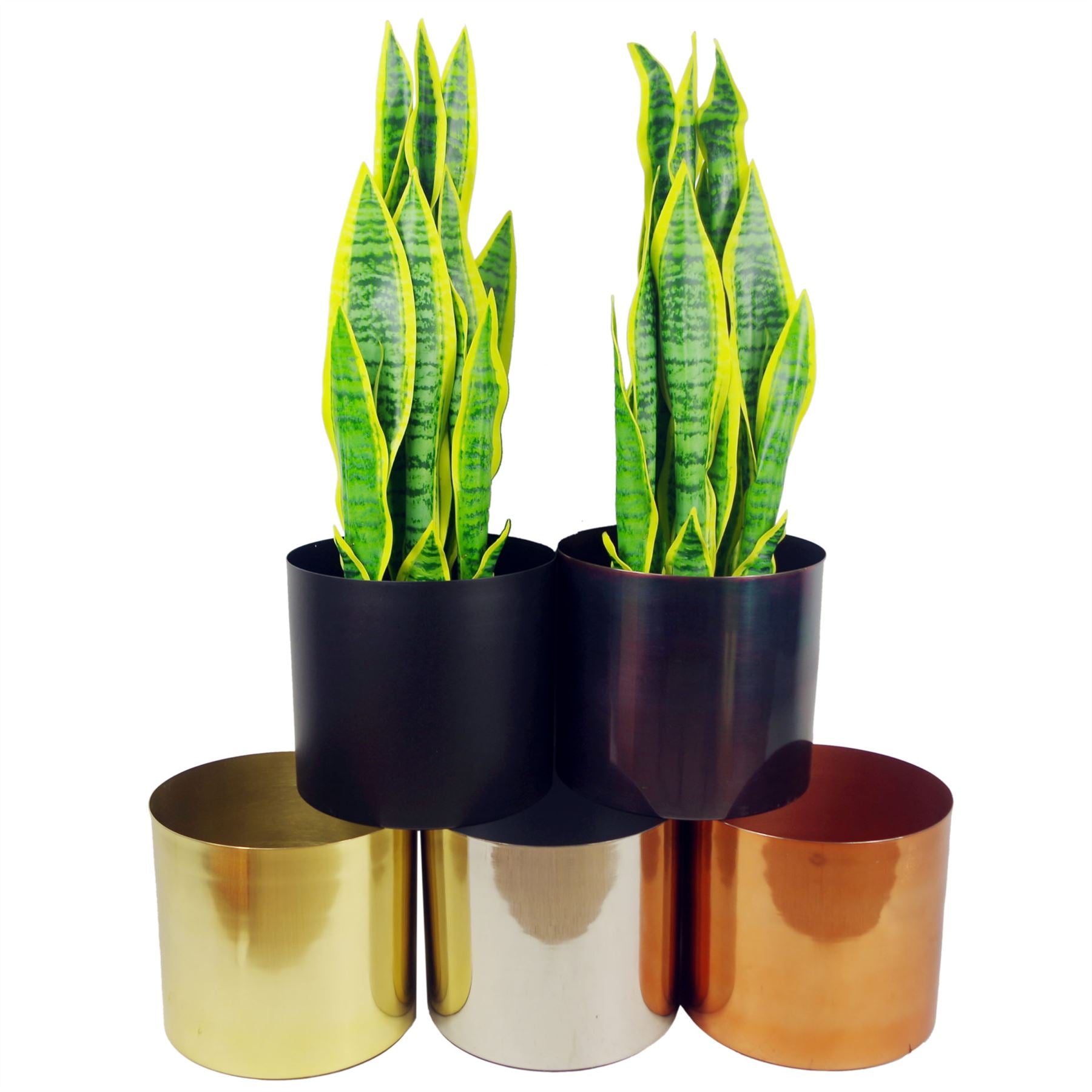 18cm Leaf Modern Metal Planter - Gold