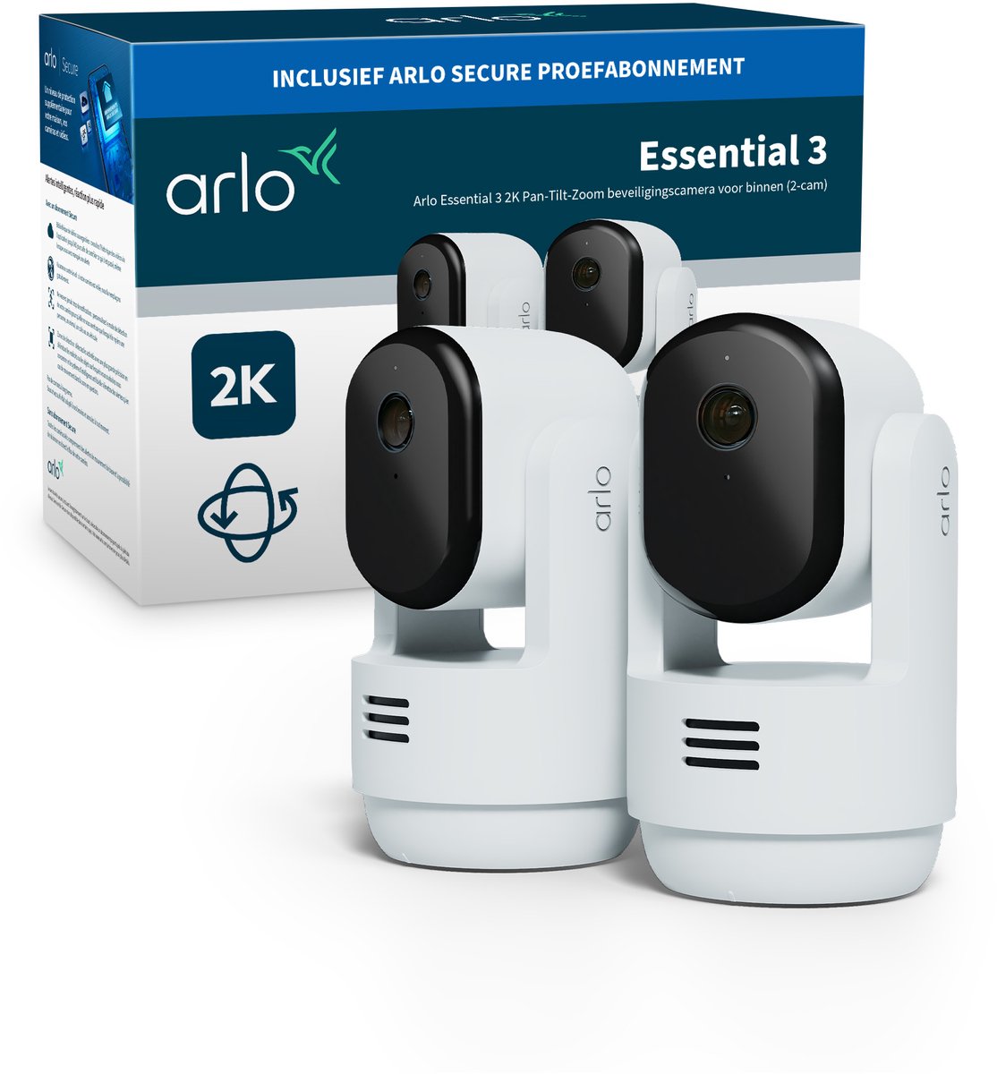 Arlo Essential3 2K PTZ security camera for indoor use - 2 IP cameras
