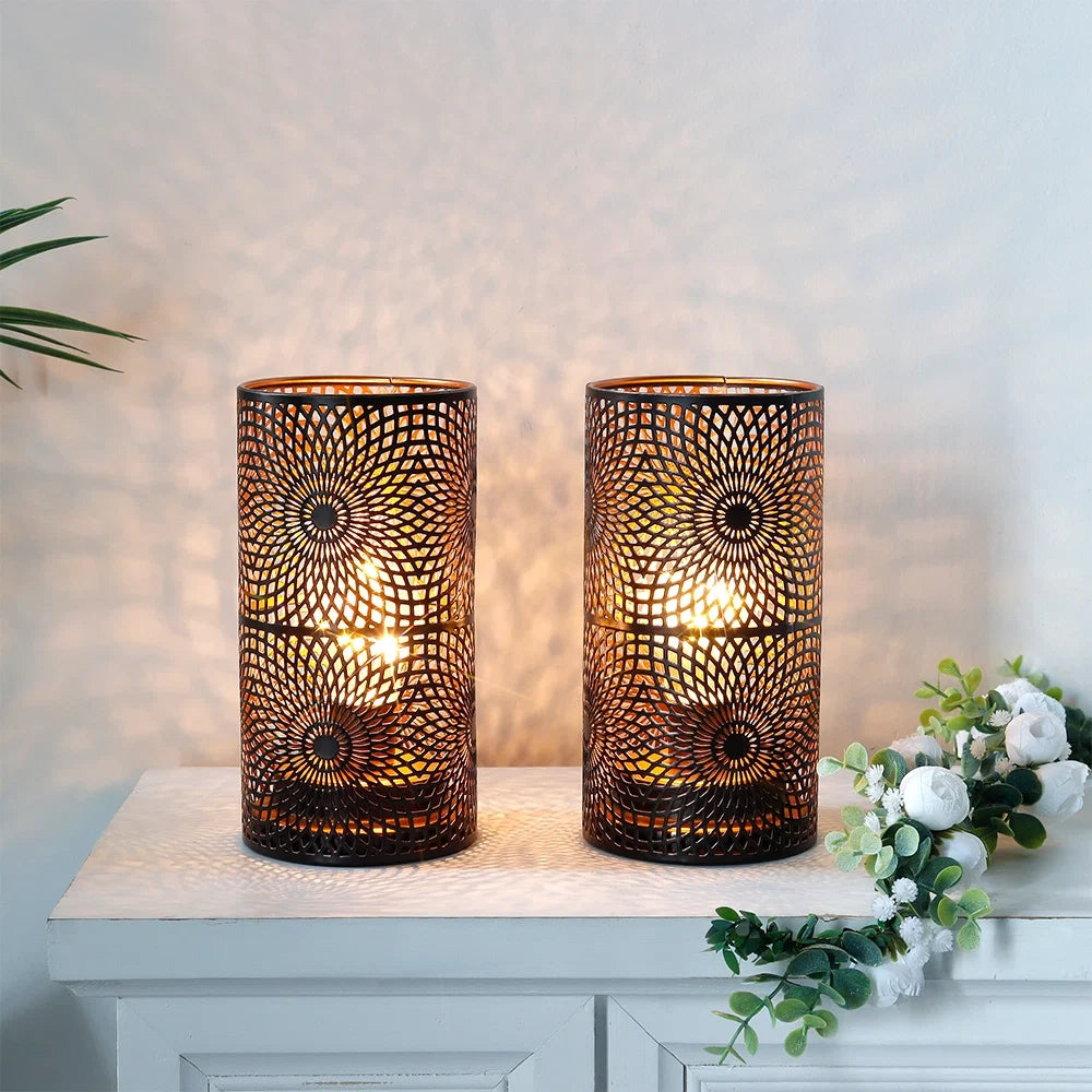 Set of 2-7.5"H Black Table Metal Lamps