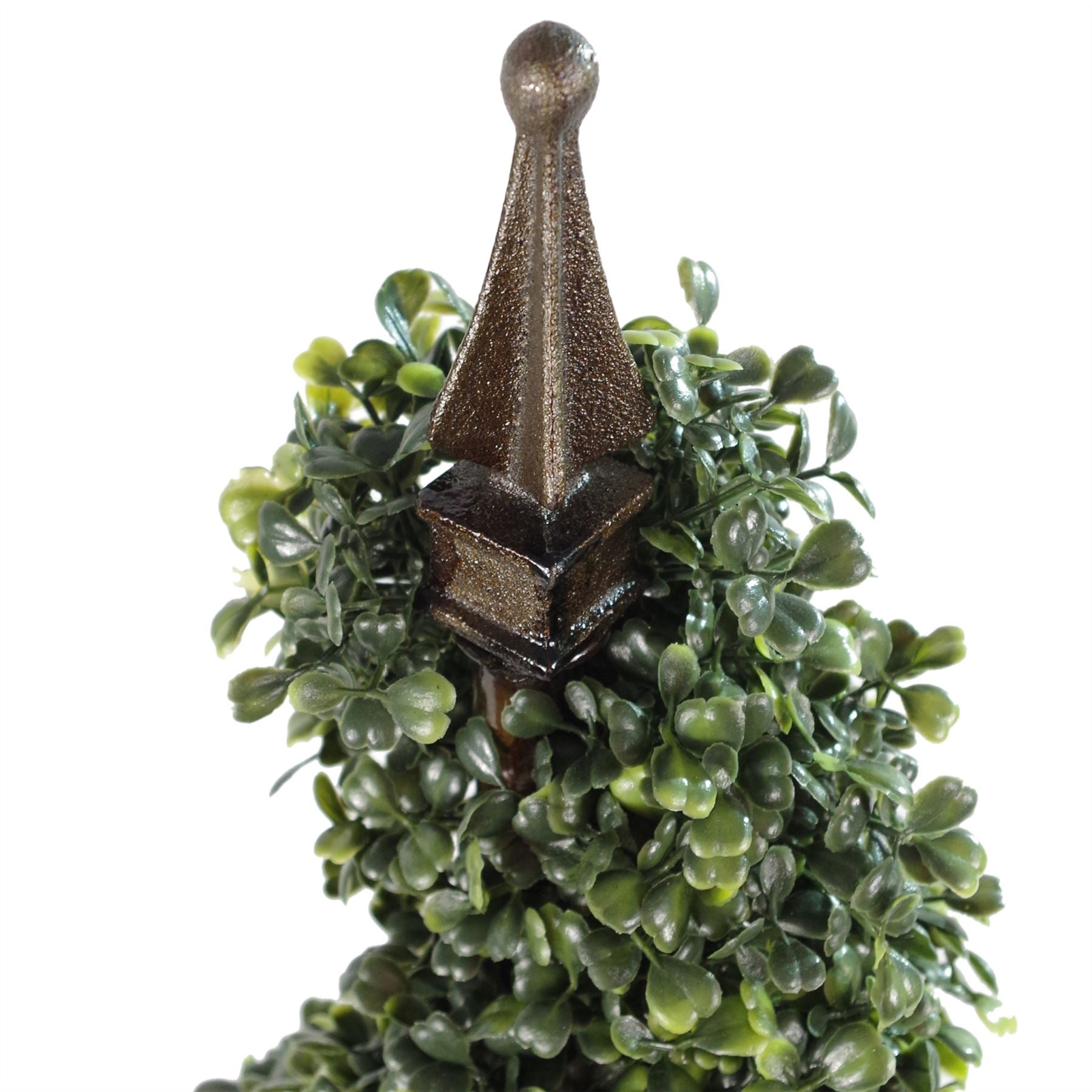 Pair of 120cm (4ft) Tall Artificial Boxwood Tower Trees Topiary Spiral Metal Top