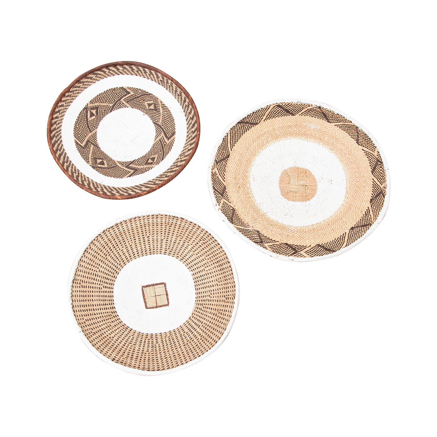 Tonga Painted Pattern Baskets | White Pattern
