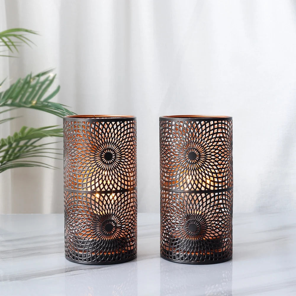Set of 2-7.5"H Black Table Metal Lamps