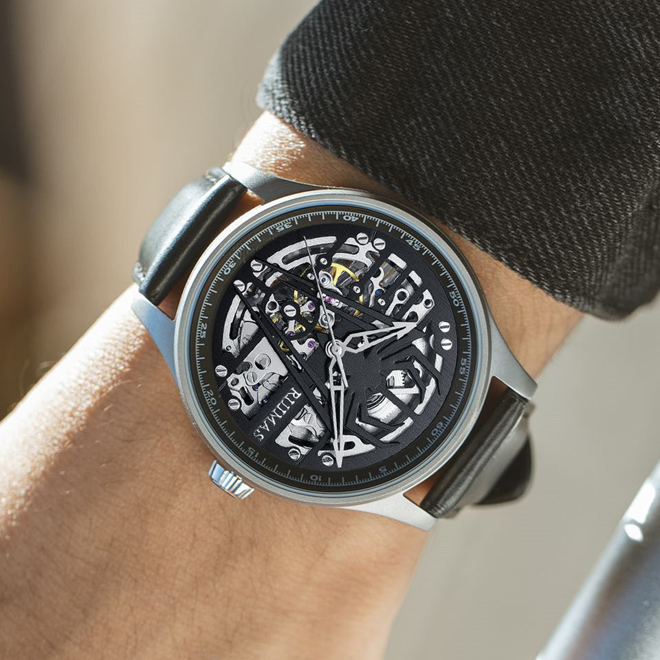 RUIMAS Mens Watches Leather Sports Watches Men's Army Military Wrist Watch Automatic Mechanical Male Clock Reloj Hombre 6787