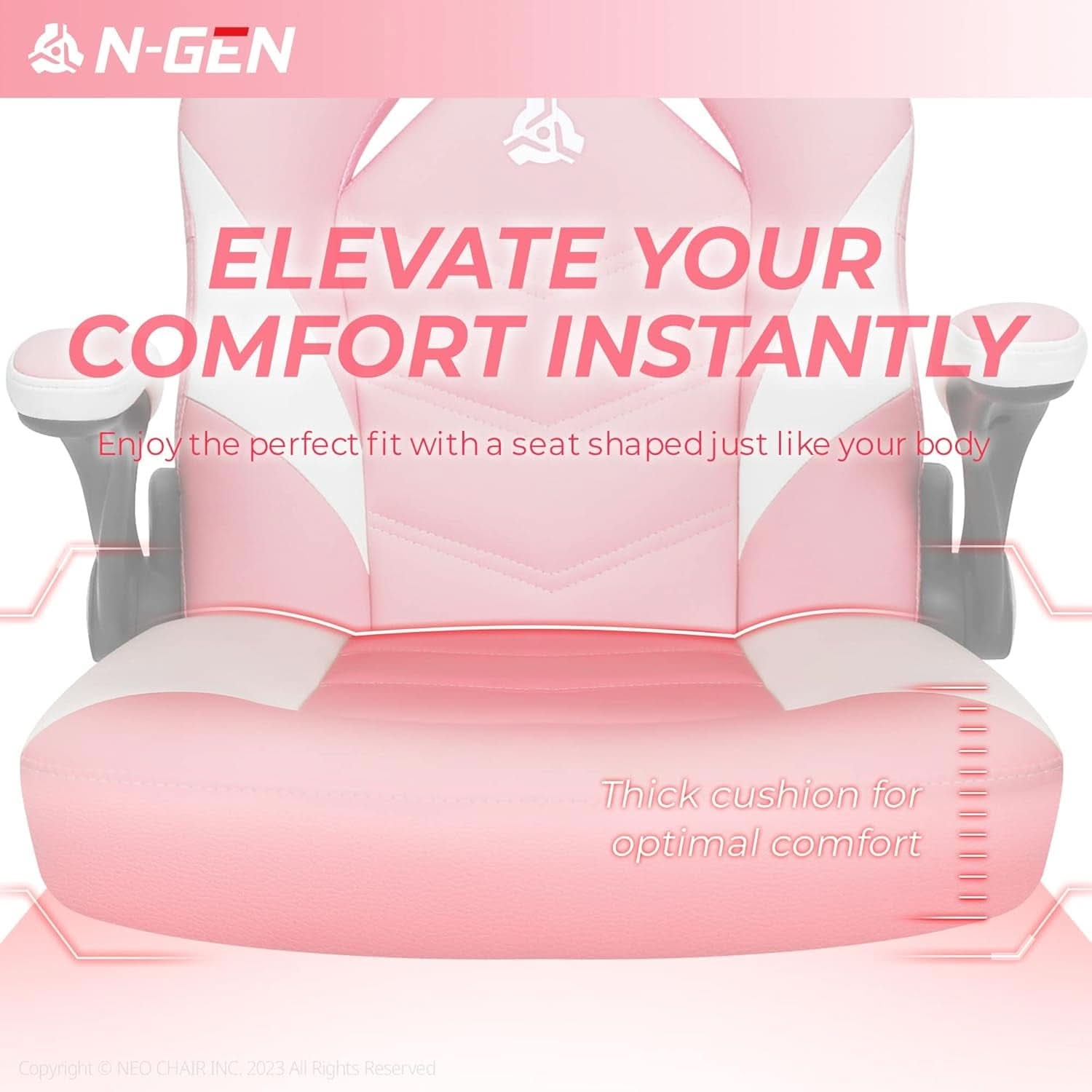 Pink Ergonomic Gaming Chair With Adjustable Lumbar Support