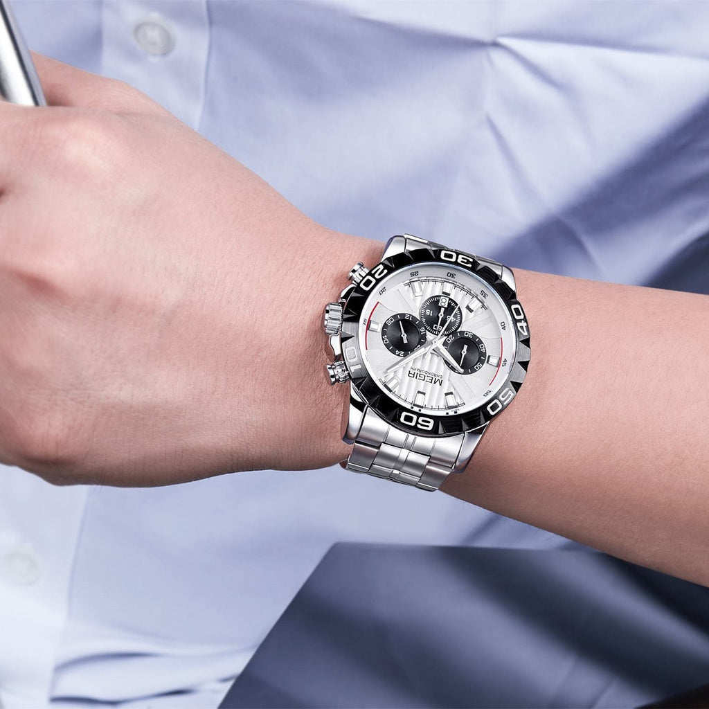 MEGIR Watches Business Mens Watches Top Brand Luxury Quartz Casual Wristwatch Date Clock Waterproof Wrist Watch Chronograph 2087