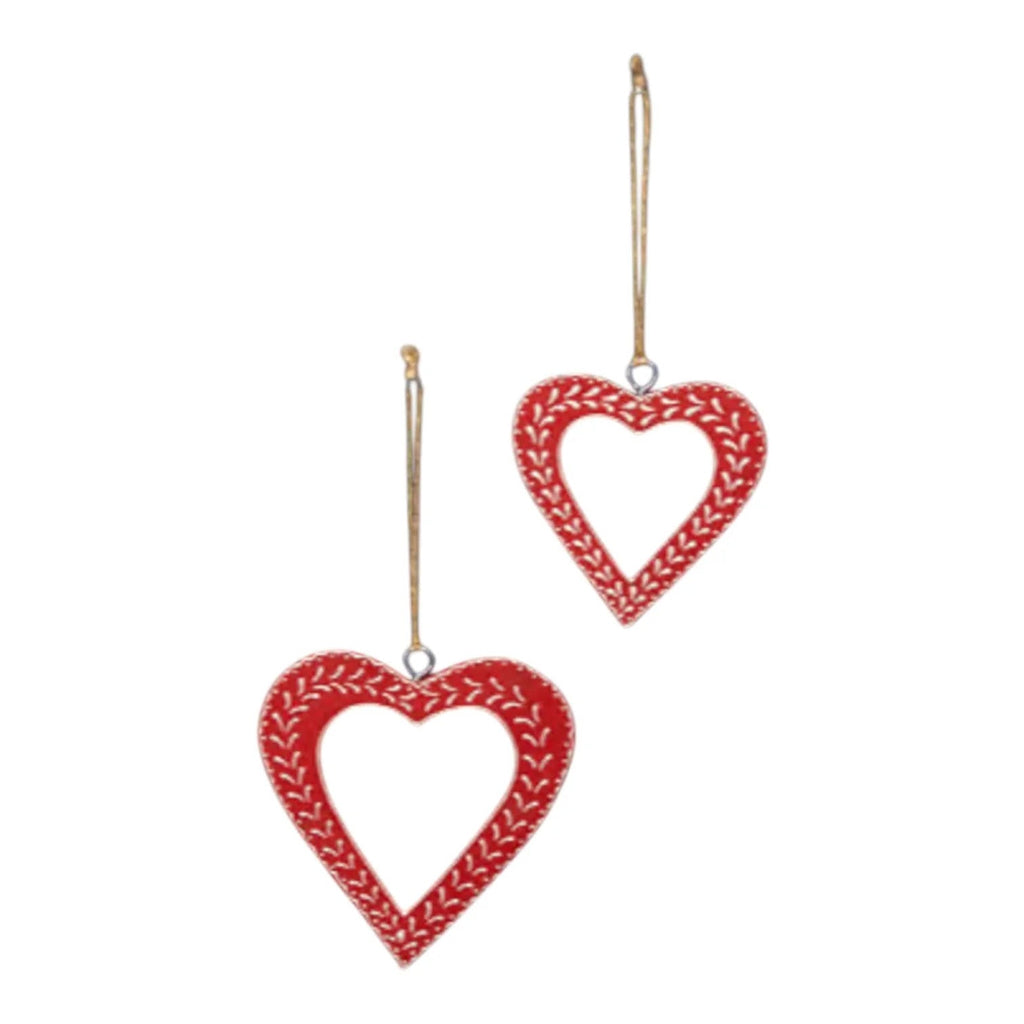 Hanging Red Heart With White Kerry Work 10X1X10.5cm