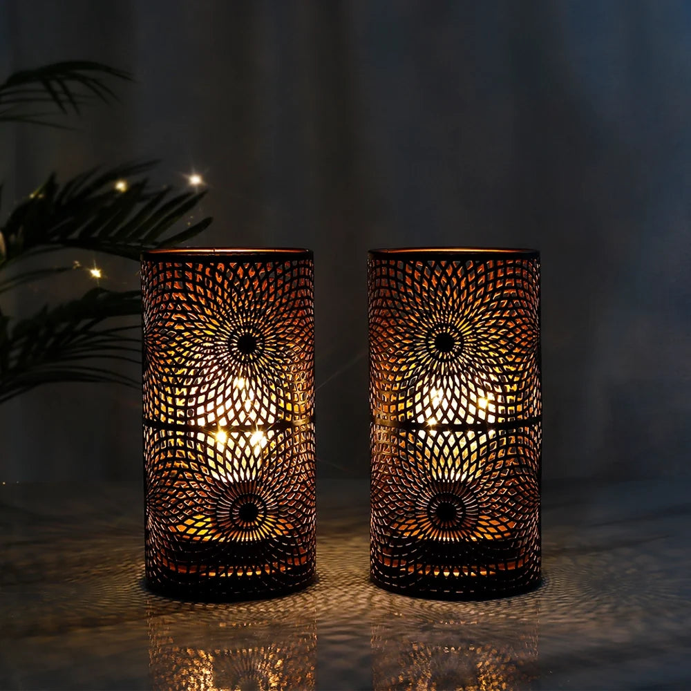 Set of 2-7.5"H Black Table Metal Lamps