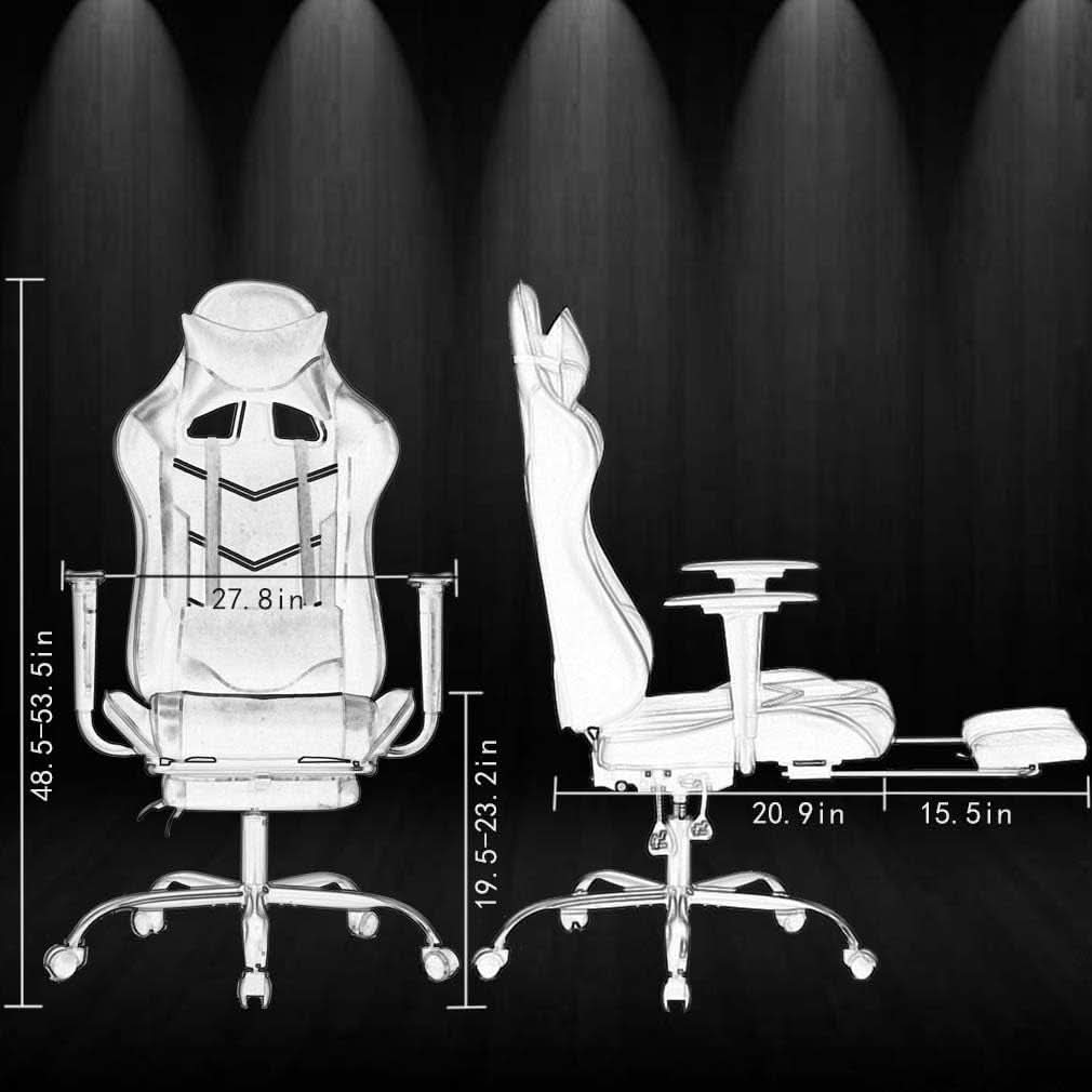 Ergonomic Gaming Chair With Lumbar Support Footrest White
