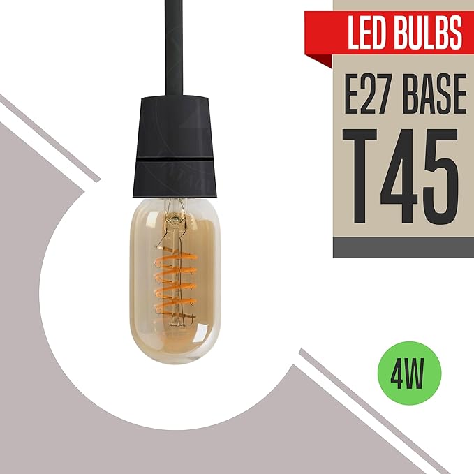 T45 Spiral Filament LED Bulb E27 Tubular Edison Style 3 Pack~1014