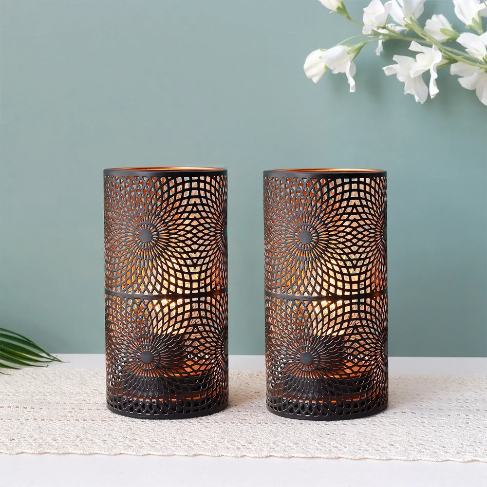 Set of 2-7.5"H Black Table Metal Lamps