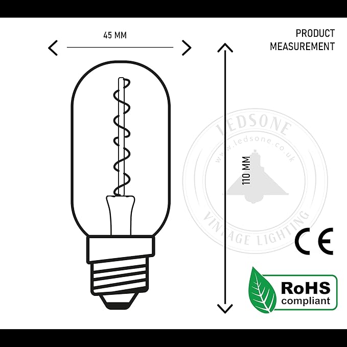 T45 Spiral Filament LED Bulb E27 Tubular Edison Style 3 Pack~1014