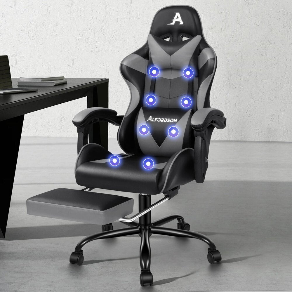 NNETM Gaming Chair – Massage Office Racing Seat Faux Leather Ergonomic