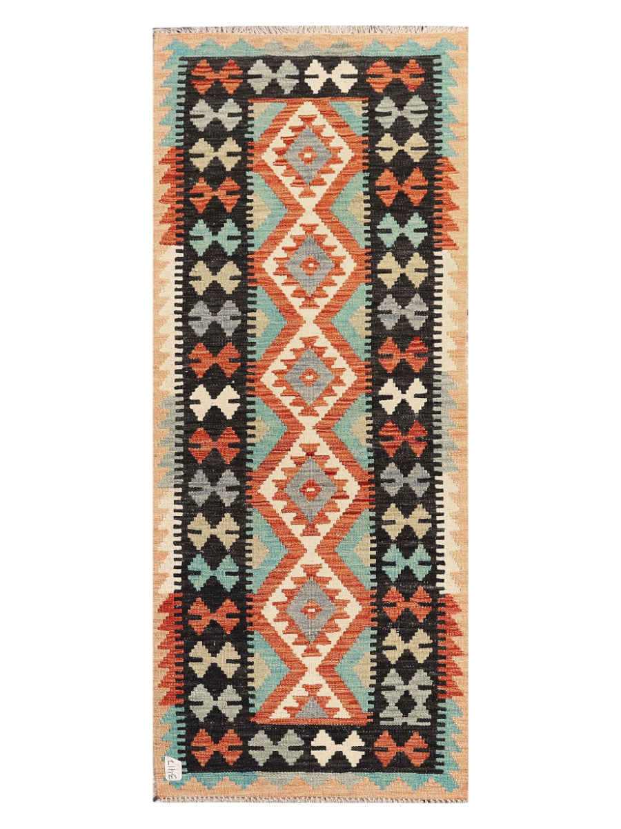 Maimana Kilim Runner - 187 × 76 cm (6'2" x 2'6")