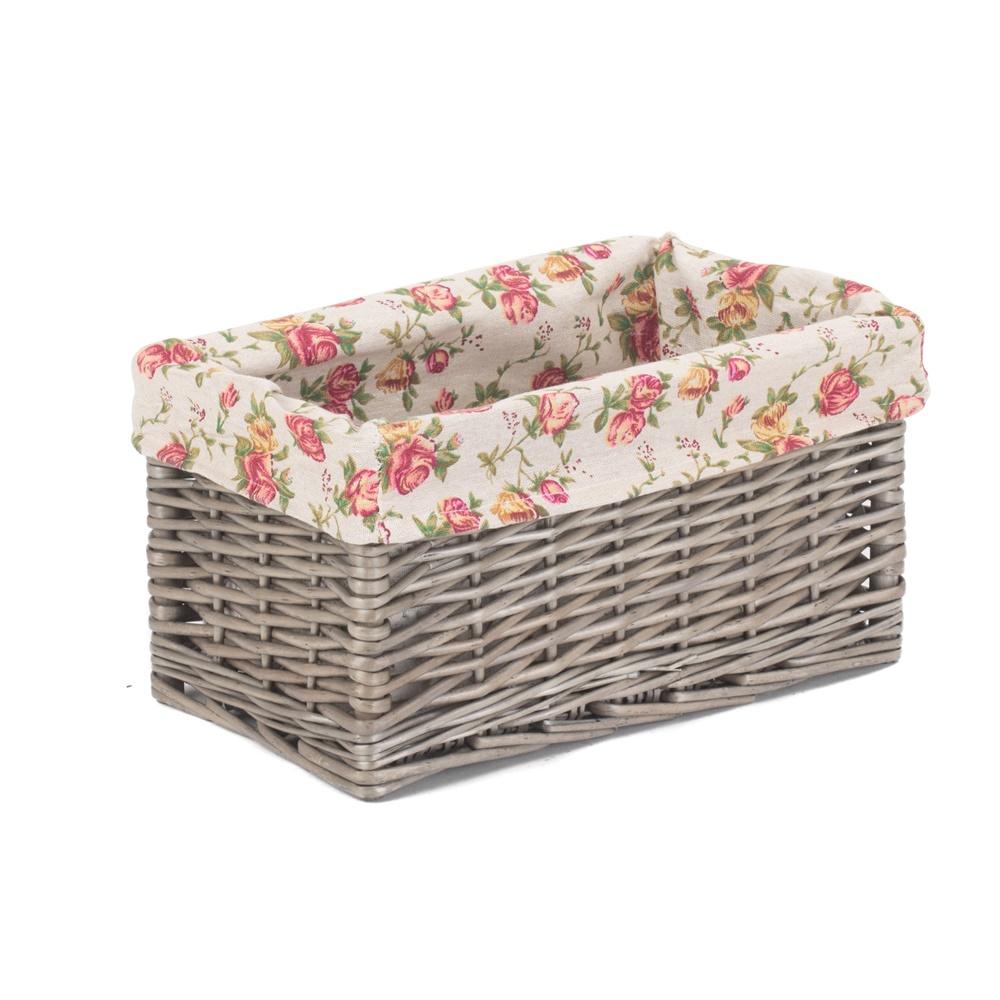 Antique Wash Garden Rose Wicker Storage Baskets