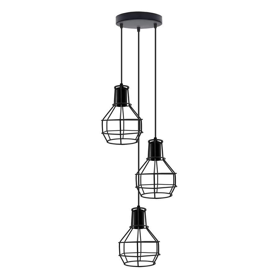 Industrial 3 Light Metal Cage Shade Hanging Pendant Light ~ 5125