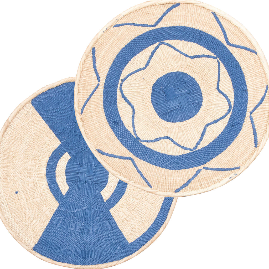 Tonga Painted Pattern Baskets | Blue Natural