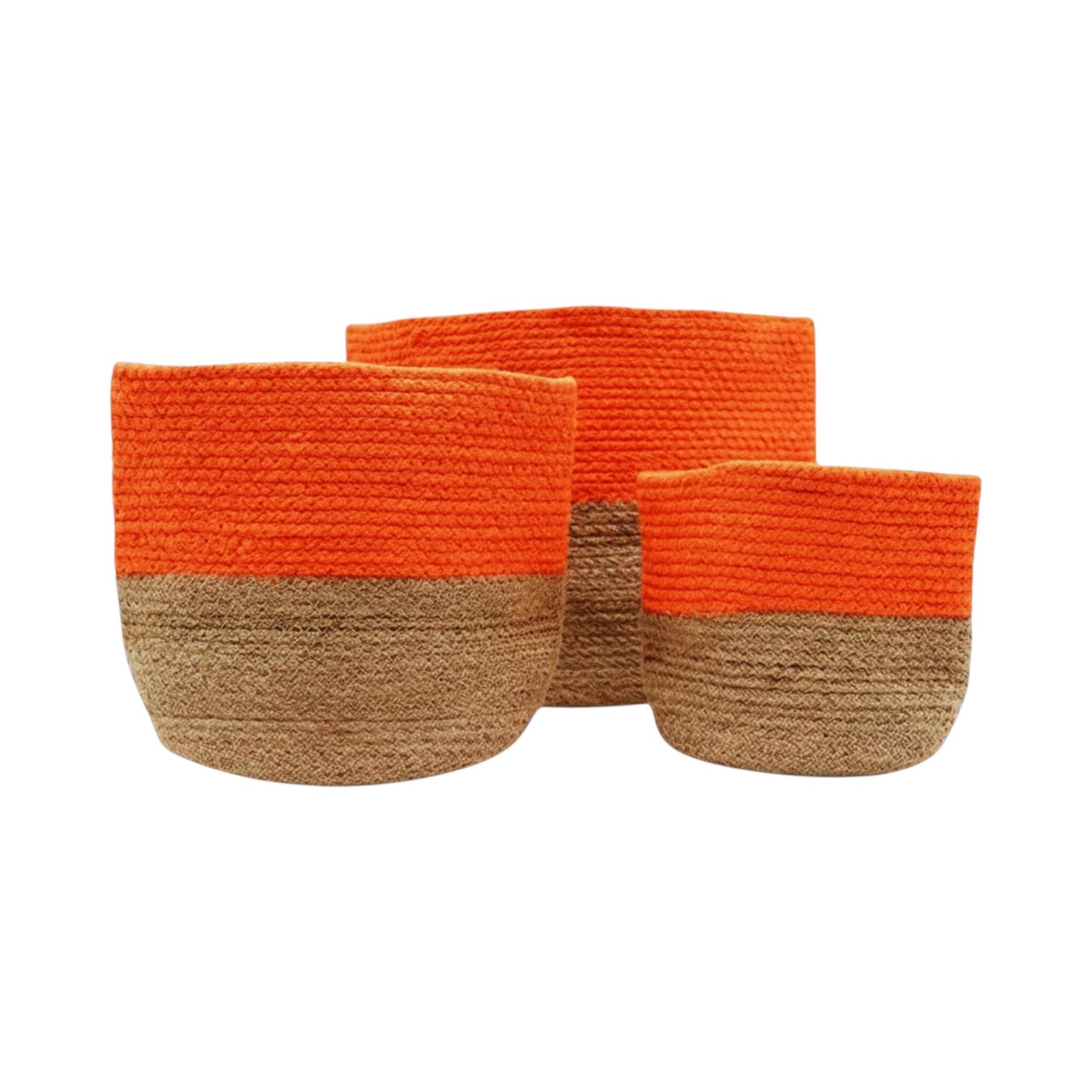 Set of 3 Cotton Rope Storage Baskets - Orange