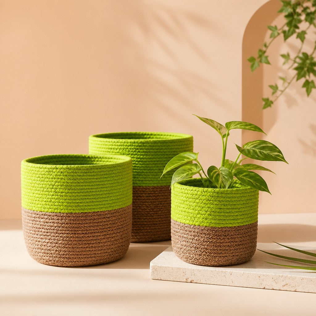 Set of 3 Cotton Rope Storage Baskets - Pistachio