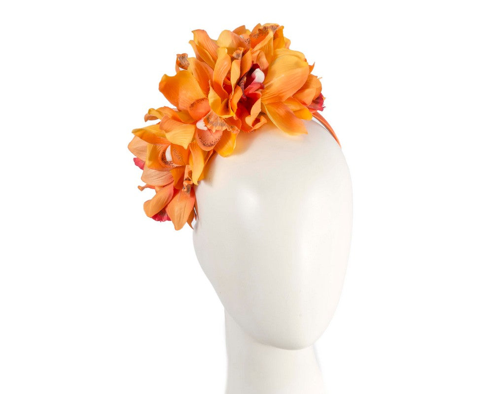 Hand made exclusive orange fascinator headband