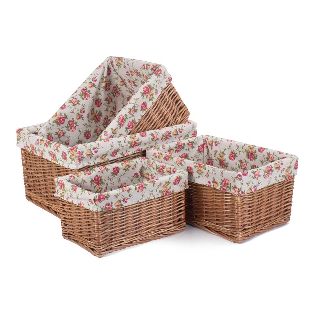 Double Steamed Garden Rose Wicker Storage Baskets