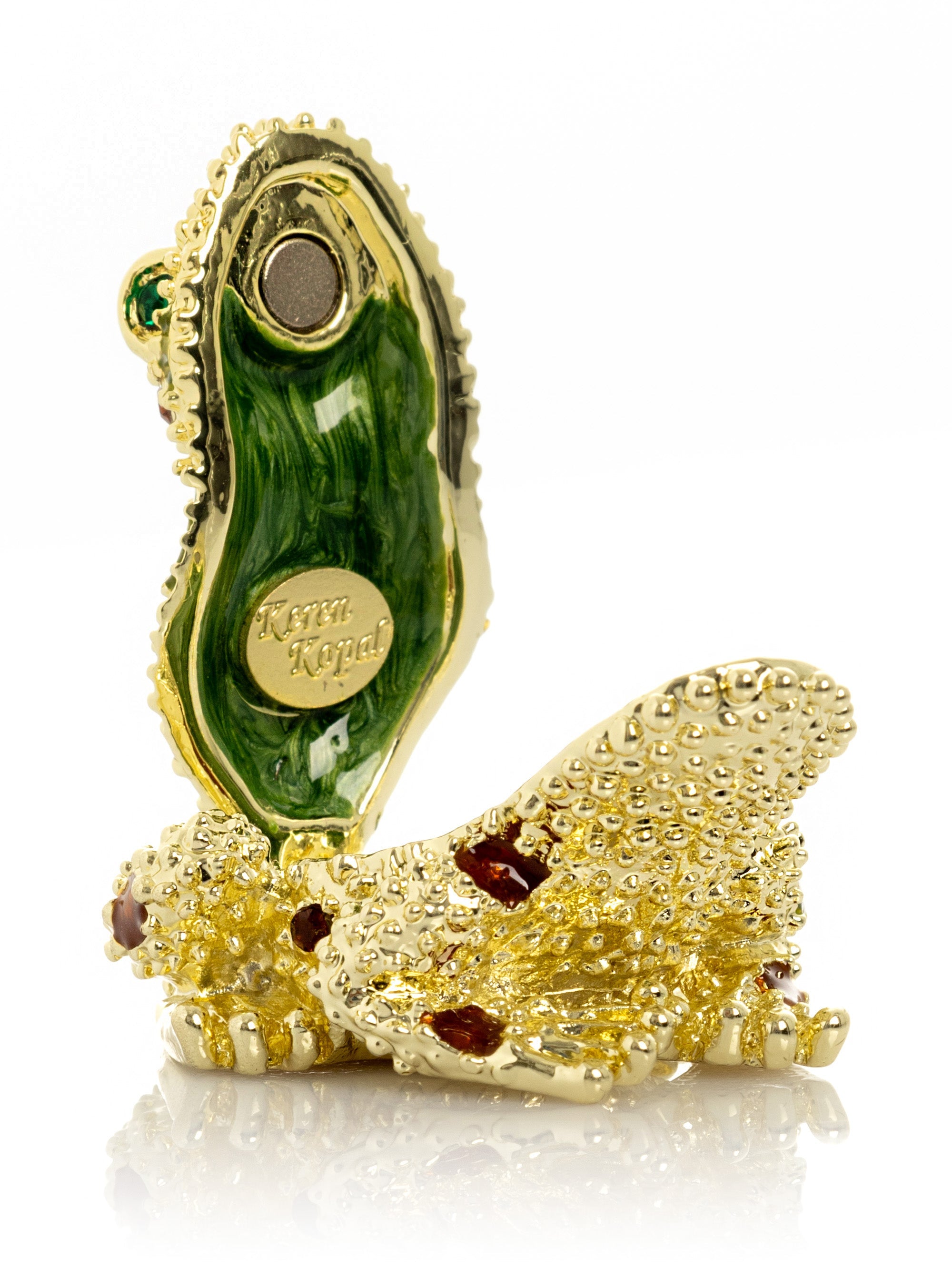 Golden Frog with Colorful Stones
