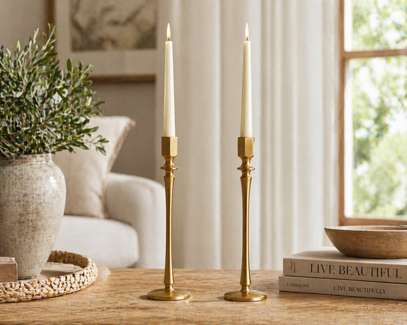 Jenna Brass Candle Holders Set