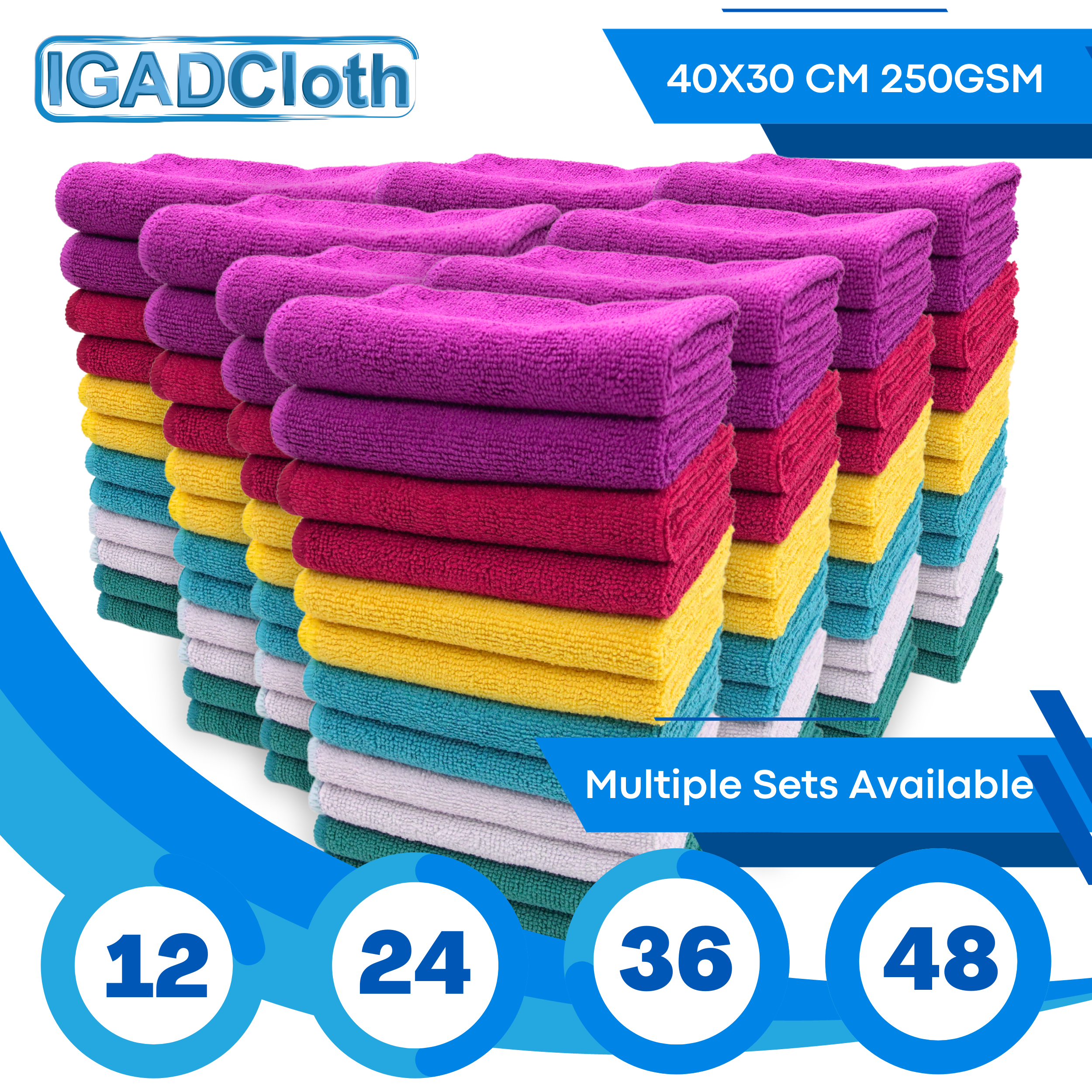 IGADCloth Set of Modern Multicolor Microfiber cloths 40x30cm 250 gsm