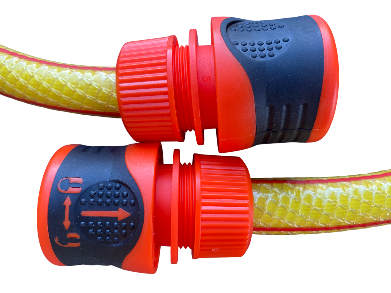 Premium Garden Hose Yellow with Orange Lock Connectors for Garden Irrigation Kit