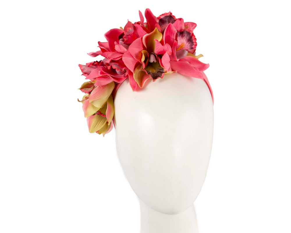 Hand made exclusive coral fascinator headband
