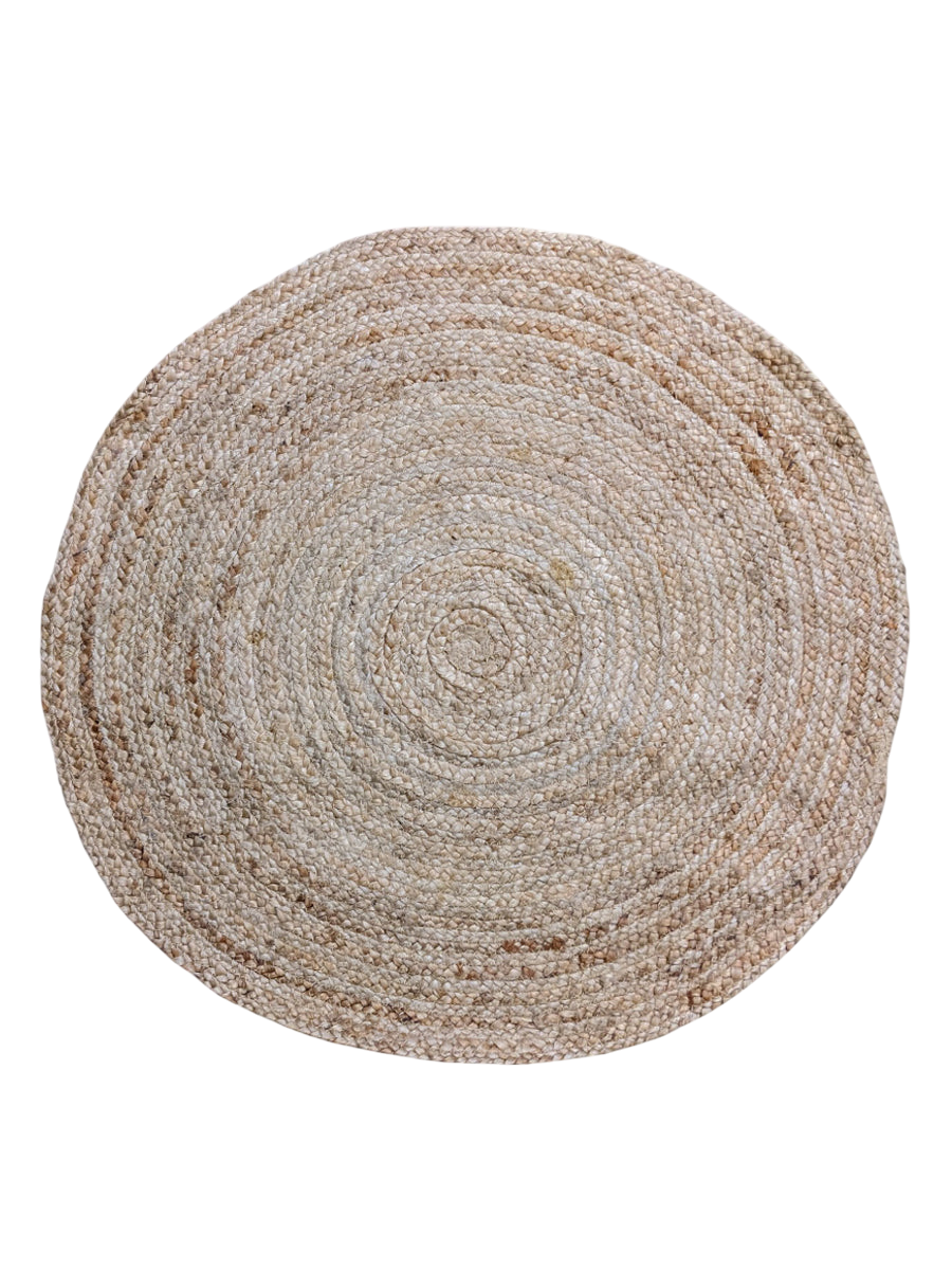 Braided Natural Round Jute Rug - 85 x 85 cm
