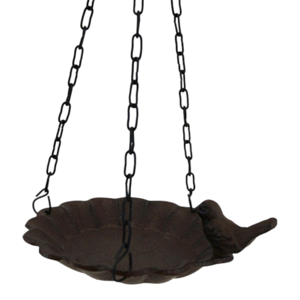 Cast Iron Hanging Round Plate Bird Feeder With Chain 17X15X37cm