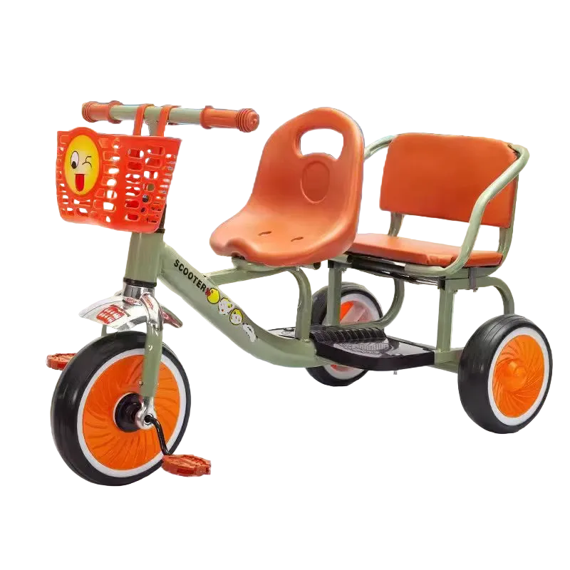 Kids Double Tricycle Pedal Push Ride-On Cart