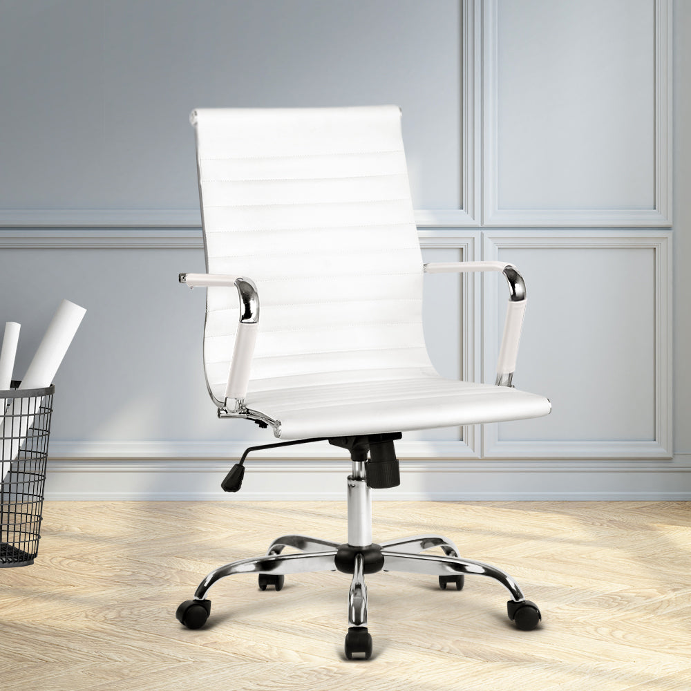 NNEDSZ  Gaming Office Chair Computer Desk Chairs Home Work Study White Mid Back