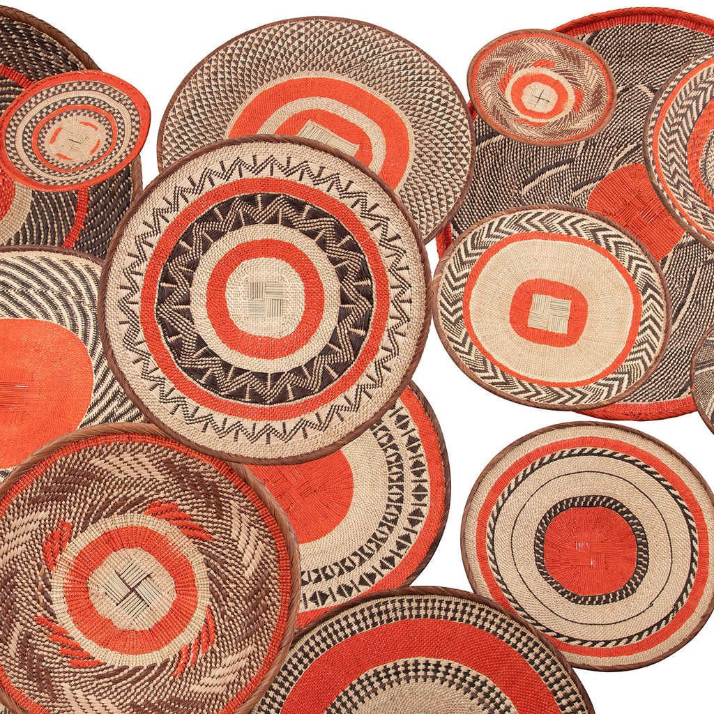 Tonga Painted Pattern Baskets | Orange Pattern