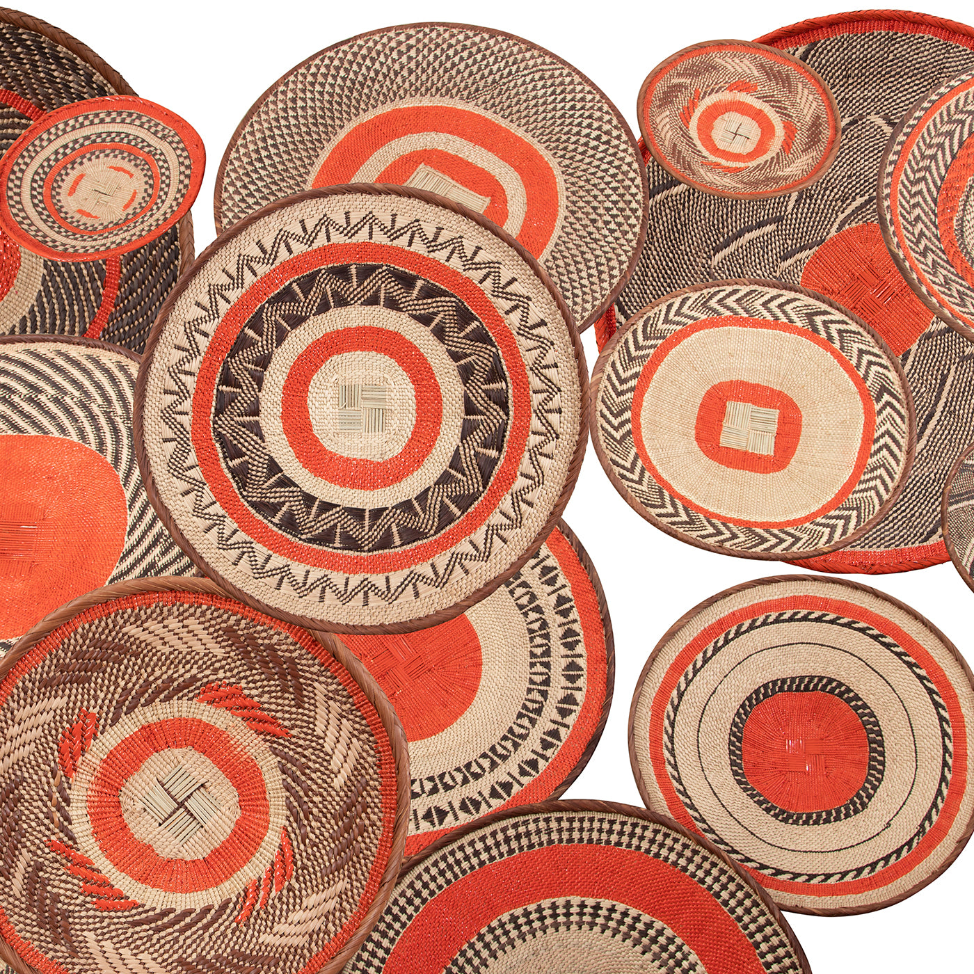 Tonga Painted Pattern Baskets | Orange Pattern
