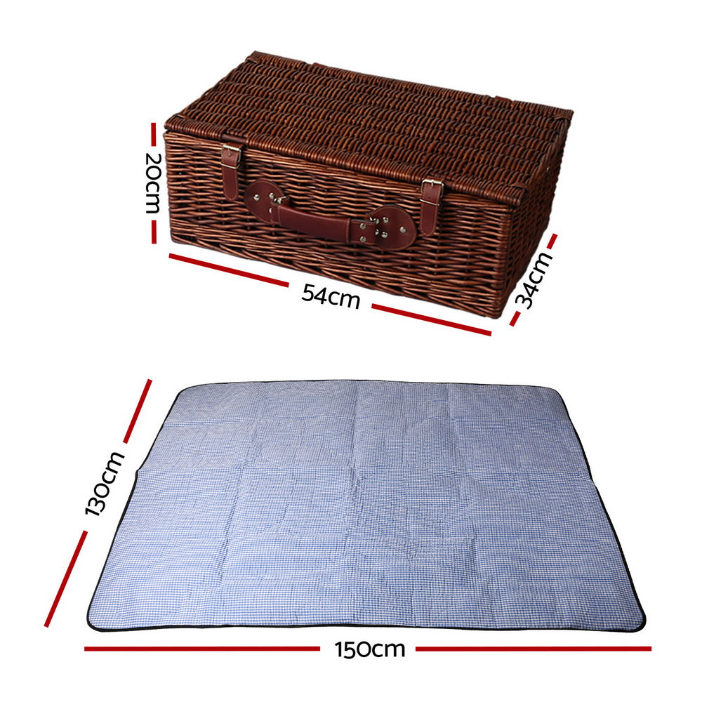 NNEDSZ 4 Person Picnic Basket Baskets Handle Outdoor Insulated Blanket