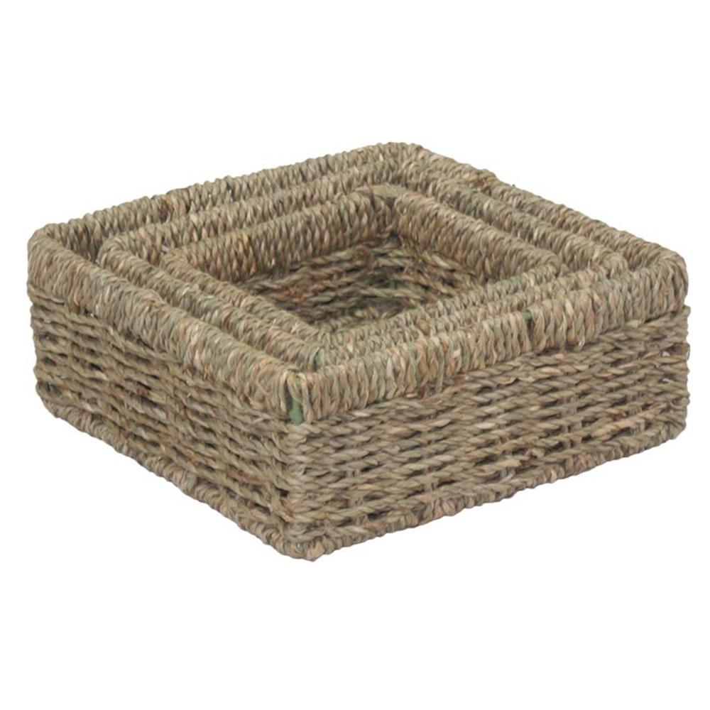 Set of 3 Square Seagrass Storage Baskets