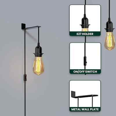 Plug-In Pendant Light Fitting Kit E27 with Switch | 2m & 4.5m ~4548