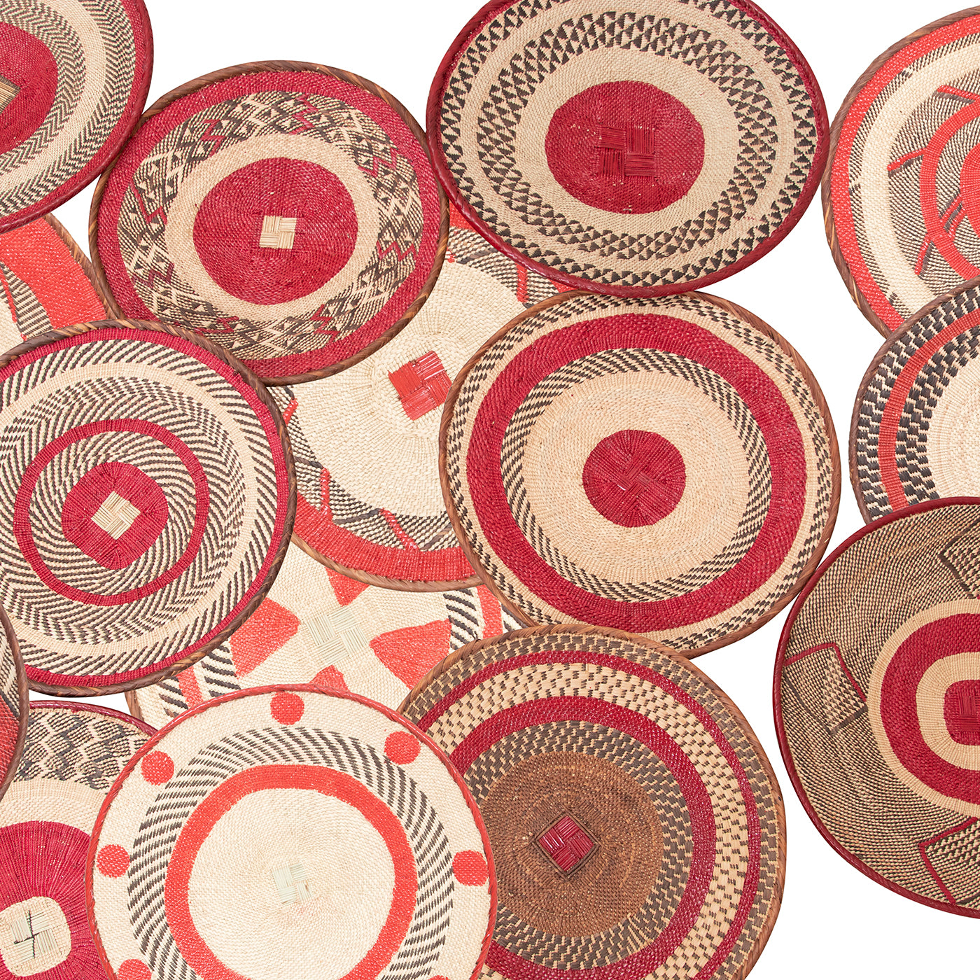 Tonga Painted Pattern Baskets | Red Pattern