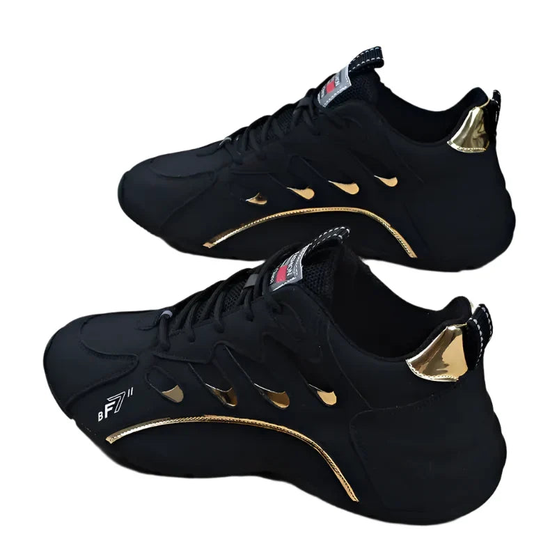 Mens Casual Vulcanized Sneakers Lightweight Breathable Shoes (Black)