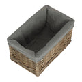 Antique Wash Grey Cotton Grey Lined Wicker Storage Baskets