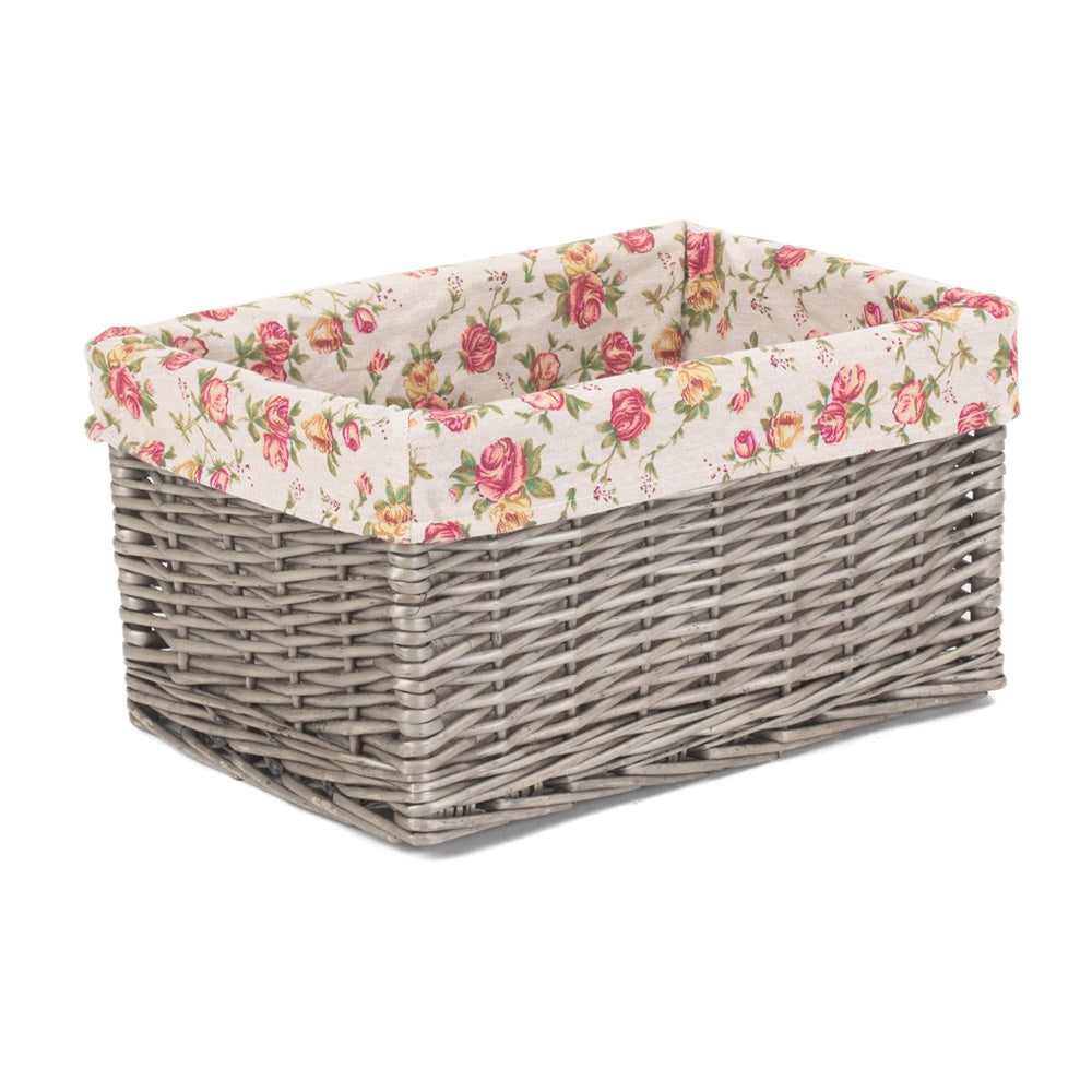 Antique Wash Garden Rose Wicker Storage Baskets