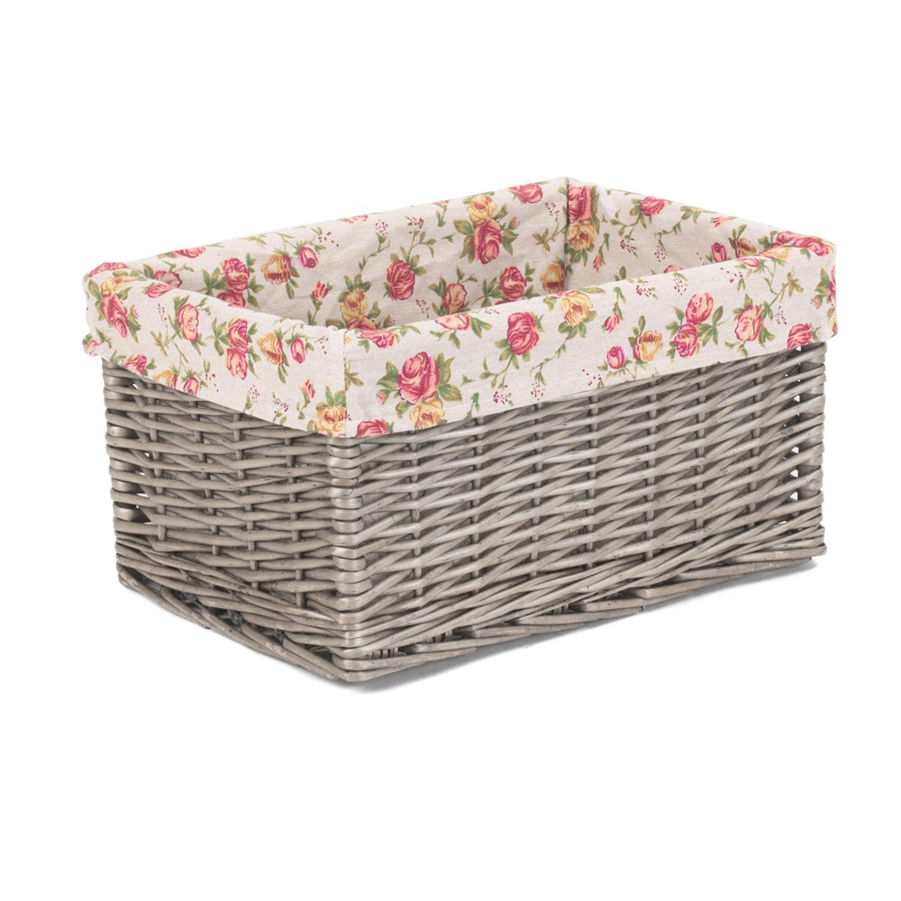 Antique Wash Garden Rose Wicker Storage Baskets