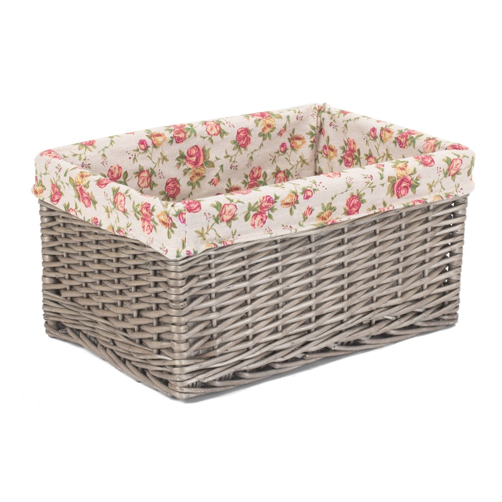 Antique Wash Garden Rose Wicker Storage Baskets