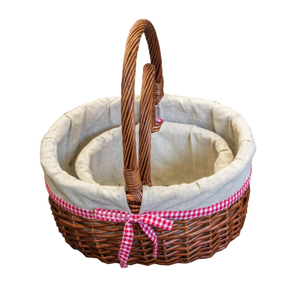 Set of 2 Lined Hollander Wicker Shopping Baskets