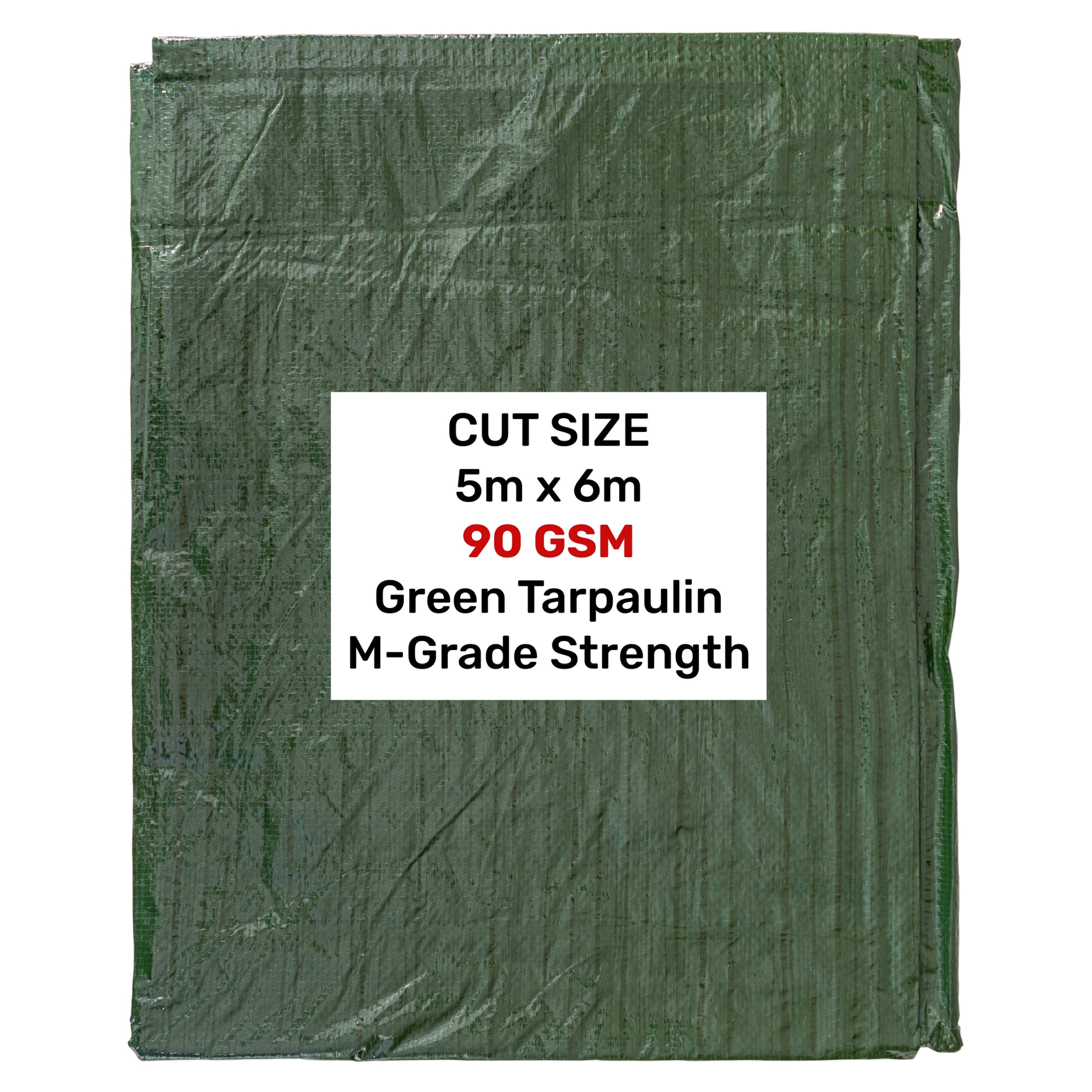 Green M-Grade Tarpaulin 5m x 6m Waterproof Tarpaulin Cover Weed Control Membrane