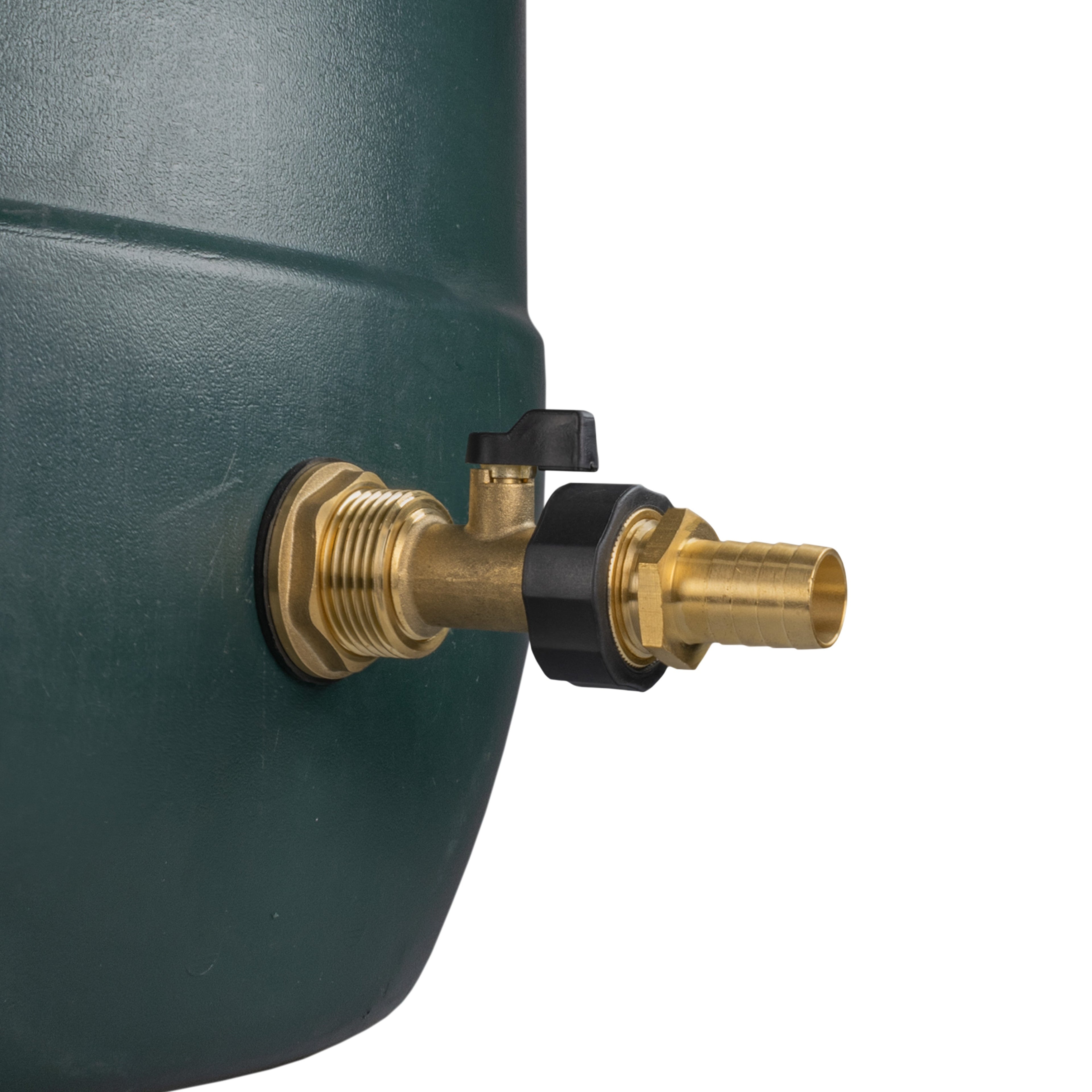 Water Butt Brass Kit 1in with Brass Valve + 19mm Barb and Drill Bit