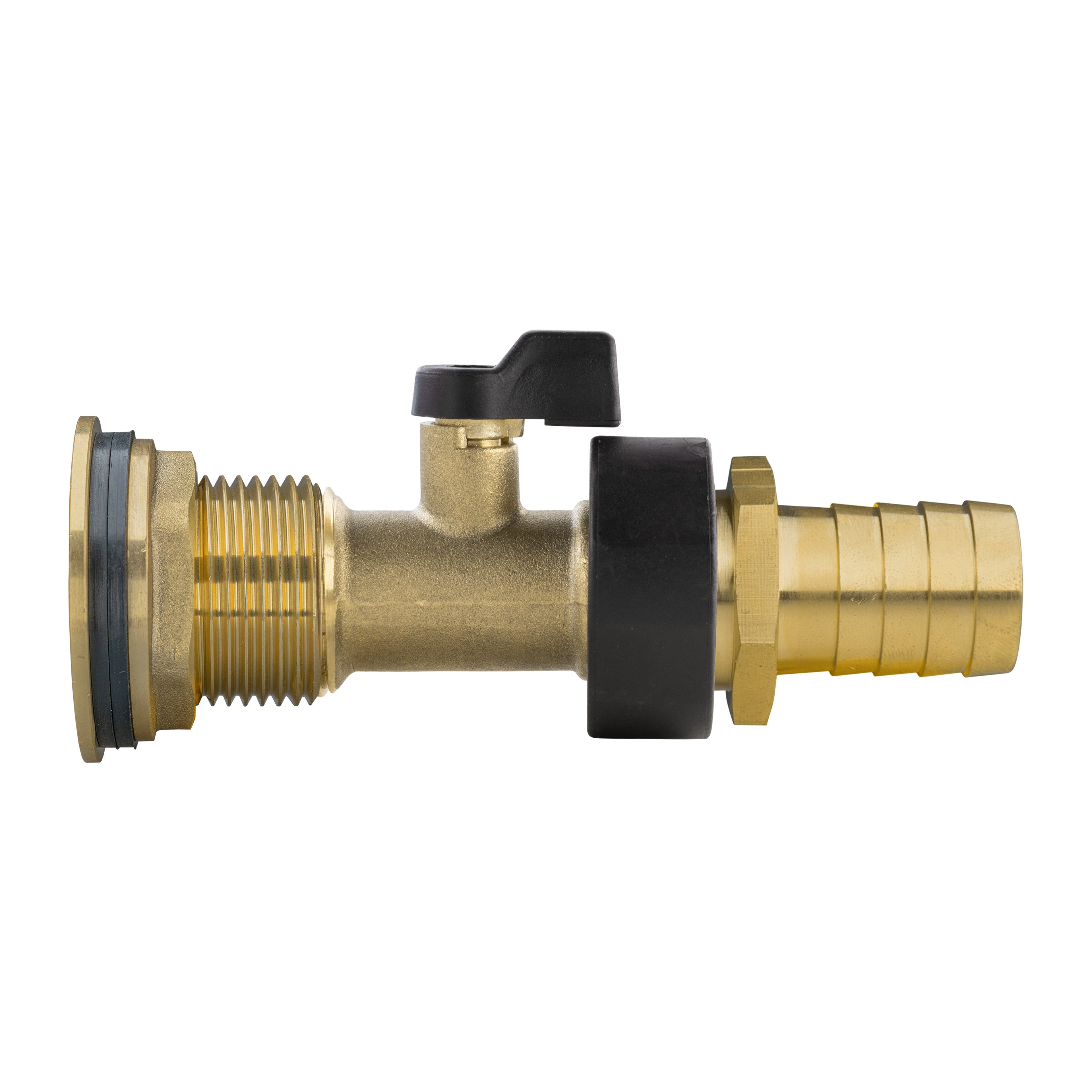 Water Butt Brass Kit 1in with Brass Valve + 19mm Barb and Drill Bit
