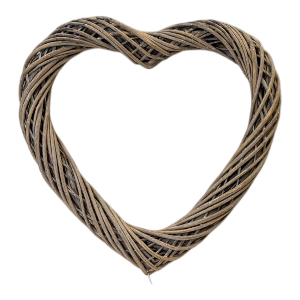 Grey Heart Thick Willow Wreath 50cm